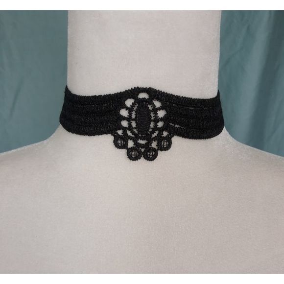 Choker Necklace Jewelry - Black Crochet Choker Necklace!